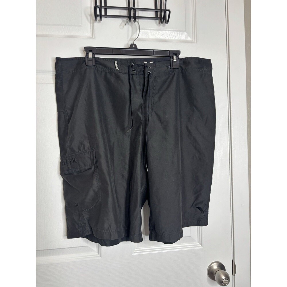 VTG Y2K Large Hurley Black Board Shorts Men’s Surf Swim Shorts Drawstring 23”